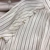 Kvinnors blusar 2024 Womens Fashion Long Sleeve Sexig Casual Striped Pearl Silk Shirt 0811