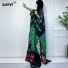 Robes décontractées Winyi Fashion Print Comfort Warm Caftan Robe d'hiver Elegant Africa Femmes Boho Party Vêtements pour Kaftan