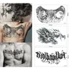 Tatueringsöverföring Cool Dragon Flower Buddha tillfälliga tatueringar klistermärke i bröstvattentät punk unisex sexig falsk bokstav tatuering för kvinnor män sommaren 240426