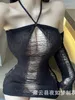 Casual jurken High Neck Sexy Hollow Out transparante kanten trui uniform backless jurk vrouwen zomer opgelegen kort korting op schouder ffnh