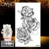 Tatueringsöverföring OMMGO HOT 3D Black Henna Flower Rose tillfälliga tatueringar för flickor Kvinnor Tatuering Klistermärke Leaf Custom Wholesale tatoos Body Art Kit 240427