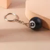 Keychains Lanyards mignon 3d noir no 8 billard keychain mini balle pendent clés anneau résine bar table de table de table de sport