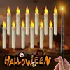 LED Floating Flameless Candles Lights With Magic Wand Remote Control Electric Flimrande avsmalnande Candle Christmas Halloween Party 240416