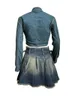 ワークドレス5pcsバルクアイテム卸売ロットプリーツスカートスーツ刺繍デニムストレッチファブリックドレスセット2ピース衣装b13498