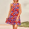 Casual jurken best verkopende dames elegante outfits zomer bloem mouwloze holle rug boho jurk vestido mujer elegante elegante