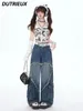 Women's Jeans Heavy Industry Loose Trousers High Street Style Wide Leg Straight For Lady Spring And Summer Denim Pants