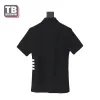 Camisas TB Browin Brand Men's HalfSleeve Fouras Bar listrado de algodão shortsleeeved tshirt thom tendência casual casal desgaste