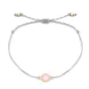 Charm Bracelets Cute Copper Pink Semi-precious Stone Bracelet Women Men Nice Grey Beige Waxed String Round Handmade Jewelry Present