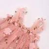 Robes de fille en bas âge pour bébé fille tutu robe sans manches broderie à imprimé floral robe tulle petite fille robe princesse avec chapeaux de fleur2404