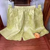 Short féminin Couleur solide Summer Chinois Retro Chic Satin Imprimé élastique entièrement entièrement-jumeau à tête occasionnel