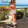 Robes décontractées Femmes Élégant Robe de plage de vacances Boho sans manches sans bretelles fleur imprimement fleurie corpon sexy long 2024