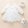 Girl's Dresses Newborn Baby Girl Dress Clothes Baptism Dress White Christening Dress For Baby Girl Lace Vestido Bebe Robe Bapteme 3 6 9 Months d240425