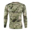 T-shirts táticos de verão Proteção solar Camiseta de manga longa Montanha respirável e camisa tática resistente ao suor Biomimetic Camouflage Caça traje 240426