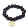 Bedelarmbanden 12 mm kralen yoga geïnspireerde bamboe hout mala mala armband boeddha hamsa hand wens bot lotus