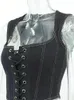 Josiaoprah Denim Tank Tops Sexy Crop Top Bow Bandage Women Fashion Slim Laceup Skinny Hollow Out Vacation Streetwear Cowboy 240415