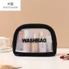 Nouveau sac cosmétique transparent sac de toilette givré Pu Flip Bath Bath PVC Sac de rangement portable translucide pour femmes