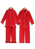 family christmas pajamas boys toddler girls sleepwear ruffle frill pjs 100 cotton red pyjamas set 2109037280565