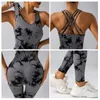 Tracksuits voor dames Tie Dye Yoga Jumpsuit Tutorial en heup lift broek naadloos ademende strakke passende pak sportkleding dames yoga set 240424