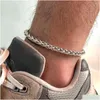 Enkelbanden waterdicht 14K witgoud Cubaanse tarweketen Anklet armbanden voor mannen zomervakantie strand voet geschenken sieraden lengte verstelbare otk6h