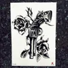 Tattoo Transfer Waterproof Black Fake Tattoos Stickers Women Arm Gun Flower Tattoos Temporary Compass Men Neck Chest Tatoos Frearms Supplies 240426