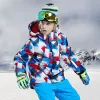 Zet kinderen ski -pakken voor meisjes jongens winter thermische snowboarden skiesets verdikkende katoen buiten sport sneeuw kleding broek