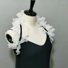 蝶ネクタイ調整サイズの糸フッフルフェーズカラーホワイトビクトリア朝のジャボの女性分離可能なカーニバル衣料品装飾品F0T5