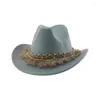 Basker cowboy hatt västra cowgirl fedoras hattar för kvinnor avslappnad vintage panama manlig vinter höst jazz mössor sombrero hombre