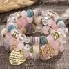 Bracciale per le perle di cristallo rosa bohemian in perline Bracciale per le donne Bracciale National Tree of Life Pack Pulseira Fetina