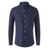 Modemenschen Hemden und Blusen gestreift Langarm Single Breaceed Slim Tops Revers Party Social Hemd Kleidung für Männer 240419