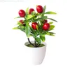 Flores decorativas plantas en macetas artificiales Pepper falso fresa naranja durazno bonsai ornamento