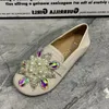 Casual Shoes Summer Women Pearl Female Mullers Plus Size Flat Rhinestone Loafers Slip On Patent Leather