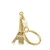 Keychains 3pcs Retro Eiffelturm Schlüsselbund niedliche Schmuckschlüssel Ring 3 Farben Bronze silbrig golden