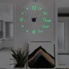 Uhren Große 3D -Wanduhr Luminöse klassische Wanduhren DIY Digitale Uhr Wand Uhren Aufkleber Stille Uhr für Wohnzimmertisch zu Hause