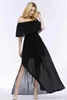 Runway Dresses Black Summer Simple Chiffon Prom Dress Off Shoulder Neckline Side Slit Long Maxi Skirt Floor Length A-line Gown Robe de Soire Y240426