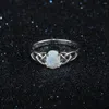 Klusterringar 925 Sterling Silver Fashion Hollow Opal Stone Gem For Women Party Wedding Engagement Fine SMEEXCHIORY STORLEK 6-10 ANILLOS ANEL