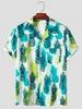 Men's Casual Shirts Mens Pineapple Print Hawaiian Shirt - Short Sleeve Button Up Beach Shirt for Summer Casual Wear and Aloha Vibes 240424