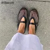 Сетчатые женские балетные ботинки Falts Summer Luxury Sandals Ladies Rome Leisure Кругло