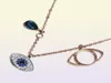 2019 Classic Evil Evil Eye Necklace Jewelry for Women Girls Gioielli Set Gift Silver Rose Gold 2Colors 925 Sterling Silver Plated7446577