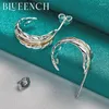 Серьги -грибы Blueench 925 Серебряные серебряные перо для женщин предложение свадебное очарование простые модные украшения