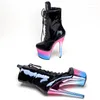 Chaussures de danse Leecabe 17cm / 7inches Patent Pou Pole Dancing High Heel Platform Boots Boot