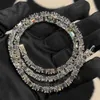 F Color VVS Baguette / Emerald Diamond Tennis Chain Collier Real Sterling Sier 5 mm Moissanite