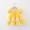 Robes de fille fille d'été robe de bébé coton grand arc