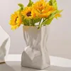Vases Vases en céramique plissée en céramique VASE LIGNE BOUCHE BAGLE BAGLE FLORNE POUR LA TABLE DE SALON HOME