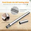 Accessories Stainless Steel Barbecue Skewer Storage Tube Charcoal Grill Skewer Flat BBQ Fork Kitchen Outdoor Camping Accessories Utensils BQ