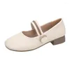 Casual schoenen Mary Jane Doudou dames 2024 Spring Summer Leisure Square Heel Soft Sole Small Leather Single Shoe vrouw