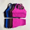 4CER FEMMES DES CHEMINES DE COULEUR SOLIDE Gym de gym yoga Set Exercice de la jambe serrée Fitness Cross Bra Top 2 pièces de vêtements de sport doux