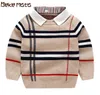 Kids Sweters Autumn 2021 Plaid Toddler Boy Sweater długi rękaw Fake Twopiece Chłopcy Pullover Dzieci Ubranie 27Y Y10249862996250