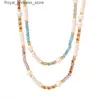 Подвесные ожерелья Matte Style Natural Freshwater Pearl Multi-Cloclor Geash Bead Hywlite из нержавеющей стали колье Q240426