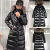 Women Designer winter down jackets White duck down Long parkas black Green Outdoor coat Big Fox fur Hooded Size 1234