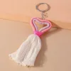 Keychains Lanyards Fashion Love Heart Tassel Keychain Souvenir Gifts For Women Men Men Auto Key Handtas Hanglijst Kiyringen Diy Sieraden Accessoires